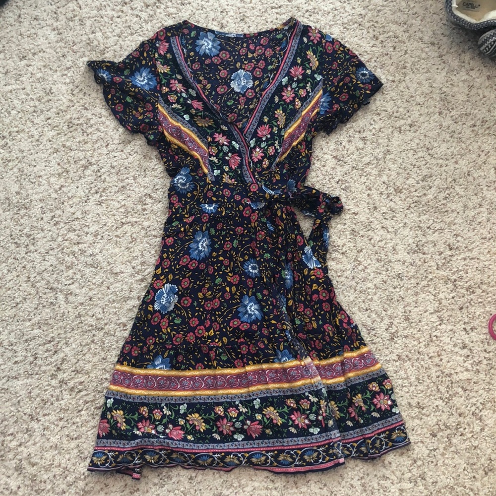 Boho floral wrap dress